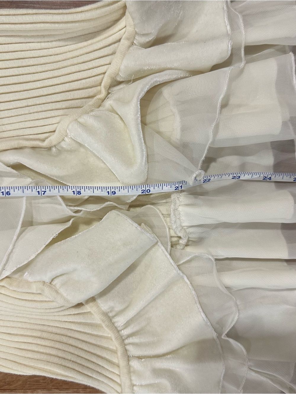 Boston Proper Women’s Cream Sweater with Ruffles - Picture 4 of 6